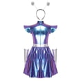 thumbnail image 4 of Aislor Womens Outer Space Alien Dress with Gloves Headband Halloween Space Cadet Rave Outfit Blue M, 4 of 7