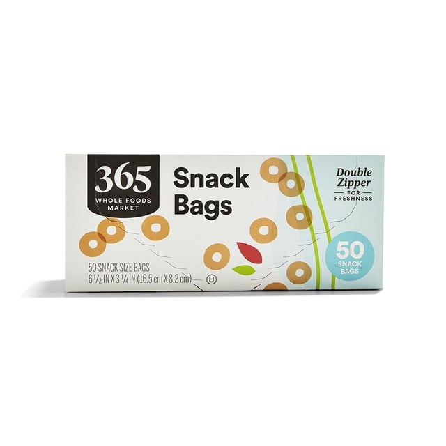 Bolsas para snacks 365 by Whole Foods Market con doble cierre, 50 piezas