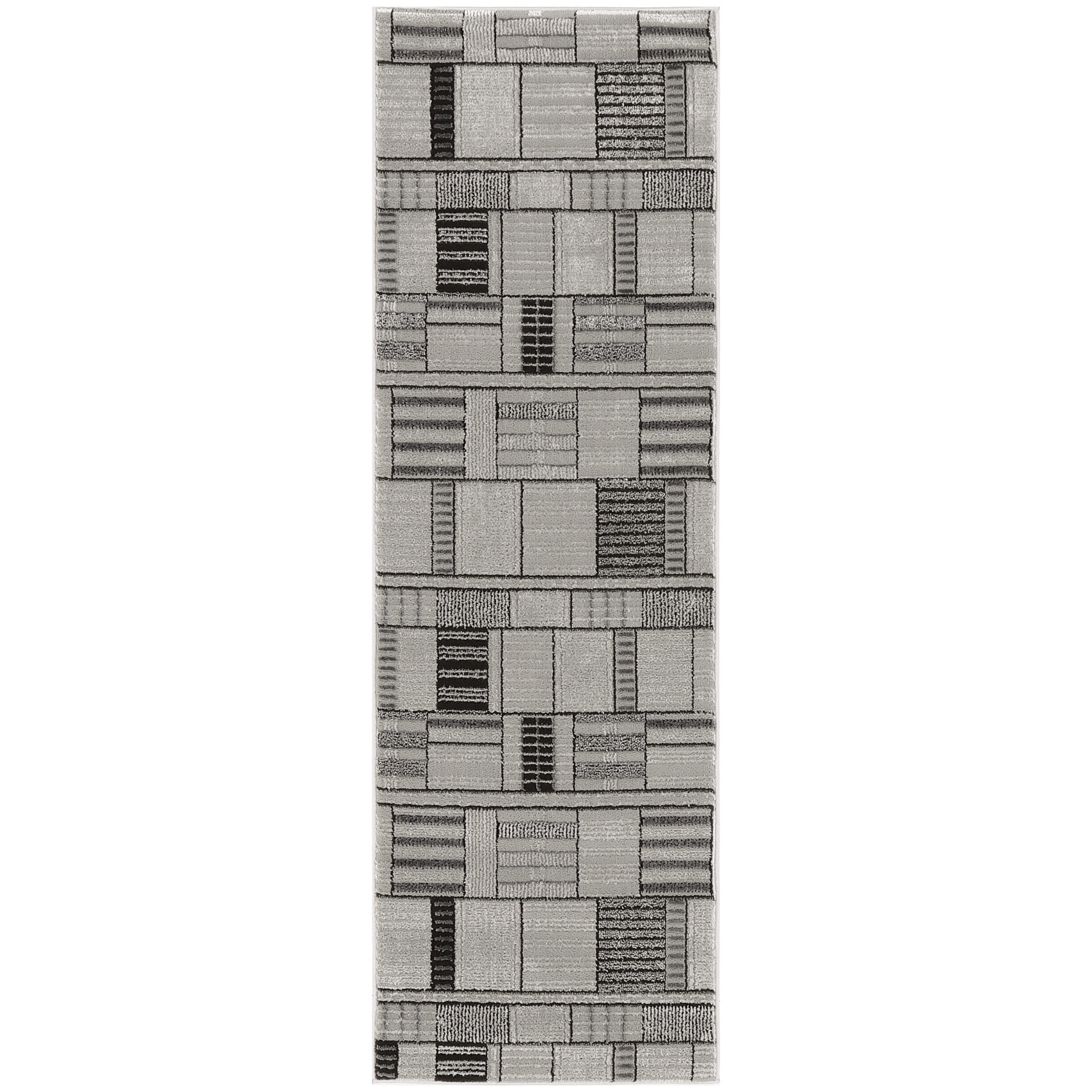 Nourison Nordic 2' x 6' Black Grey Modern Indoor Rug