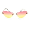 thumbnail image 2 of Womens Floral Petal Bevel Edge Rimless Cat Eye Sunglasses Gold Pink Yellow, 2 of 4