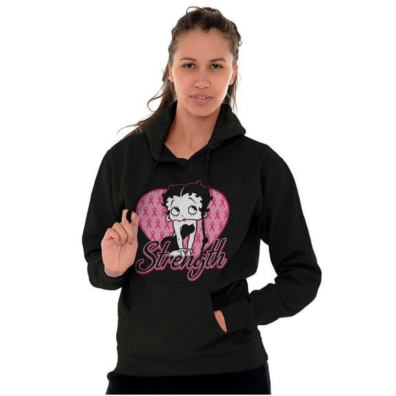 Betty Boop Breast Cancer Strength Women Plus Size Hoodie Brisco Brands 2X