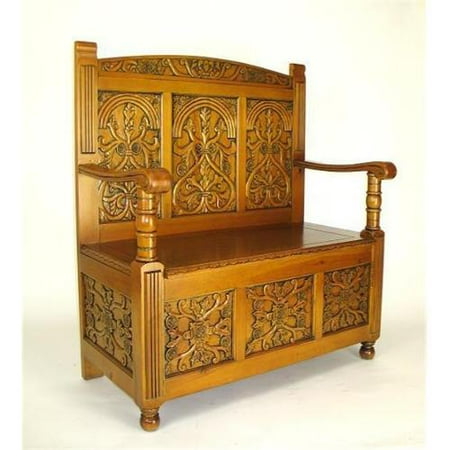 Wayborn Furniture 4352 Traditional Royal Entryway Bench - Honey Brown