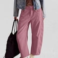 thumbnail image 3 of Trendy Women's Corduroy Jeans Cropped Wide Leg Mid-Rise Elastic Waist Fall Pants, 3 of 9