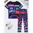 thumbnail image 3 of QEFJNO 3-12Y Kid Boys Video Game Pajamas Little Big Boys Sleepwear Short Sleeves and Pants 2 Pieces Summer Pjs Set, 3 of 13