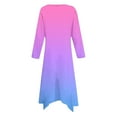 thumbnail image 5 of QUINDOS Dresses for Women Crew Neck Casual Sundress Long Sleeve Sun Dresses Summer Tie Dye Irregular Hem Loose Midi Knee Length Dresses for Women, 5 of 5