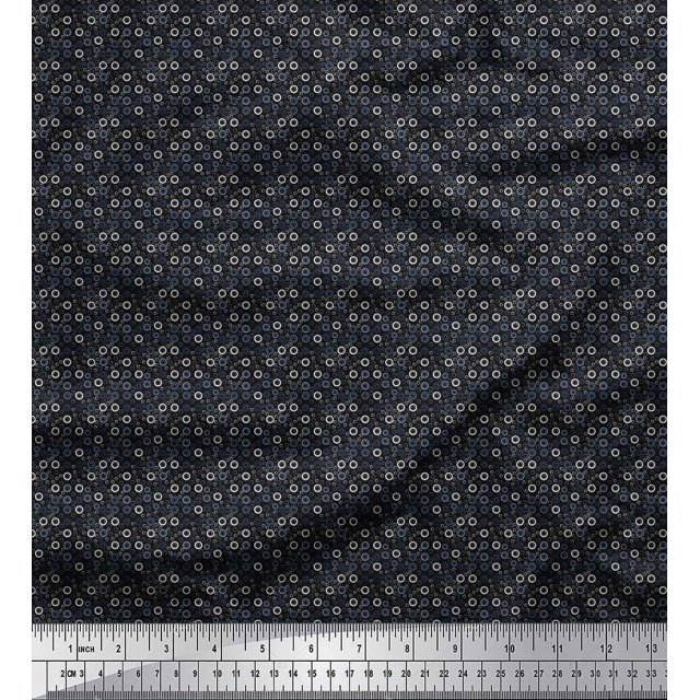 Soimoi Polyester Crepe Fabric Circle Small Decor Fabric Printed Yard 52 Inch Wide