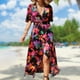 thumbnail image 5 of Vestido De Flores Vestido floral para mujer Vestido midi con vendaje Cintura Vacaciones en la playa (Negro S) Cgtredaw Para estrenar, 5 of 6
