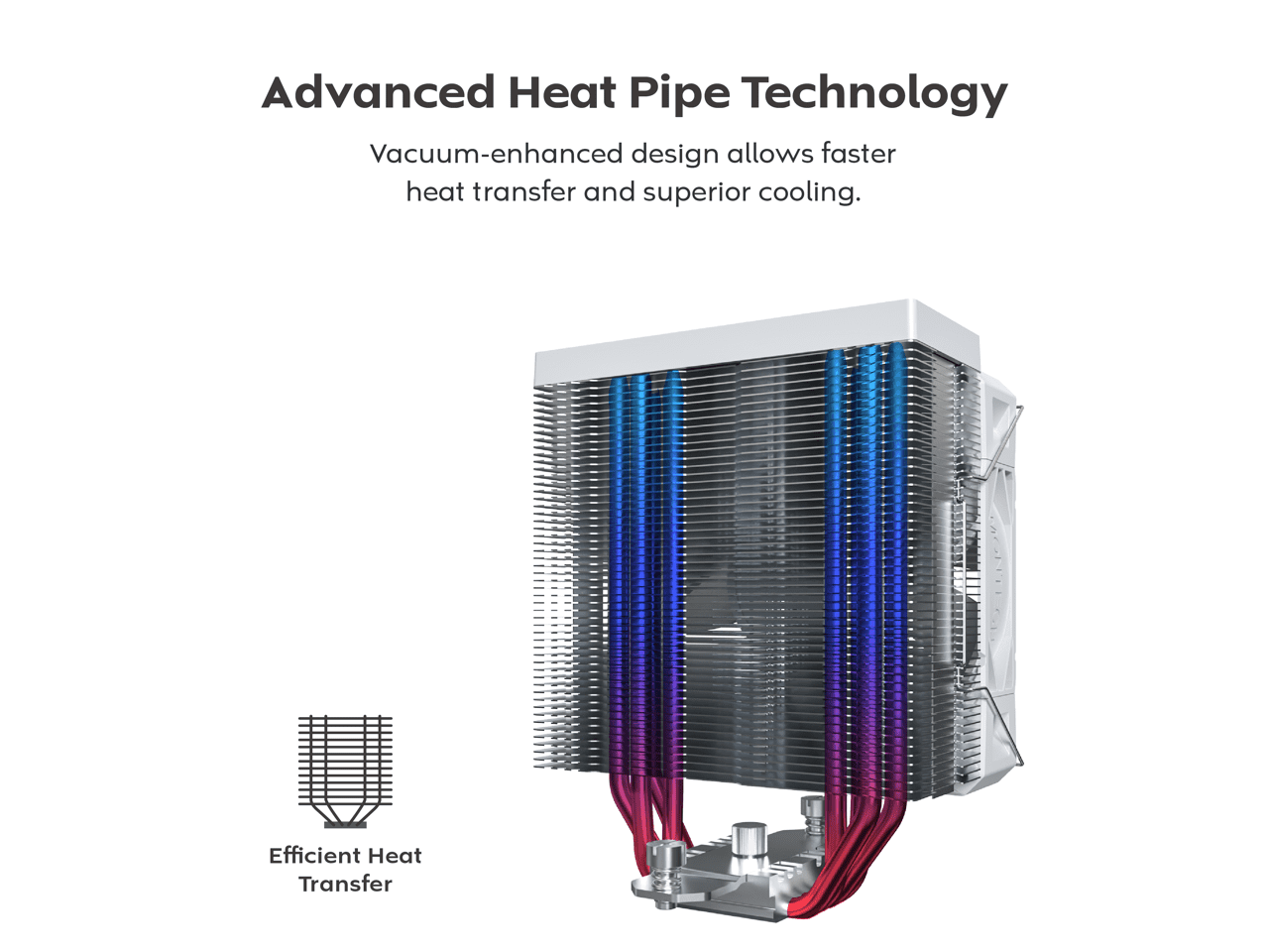MONTECH NX400 ARGB - CPU Air Cooler, Single Tower, 4 Advanced Heat Pipes, 52-fin Heat Sink, E28, 120mm FDB Static Pressure Fan, 28mm Fan Thickness, Polished Top Cover, ARGB Lightning - White
