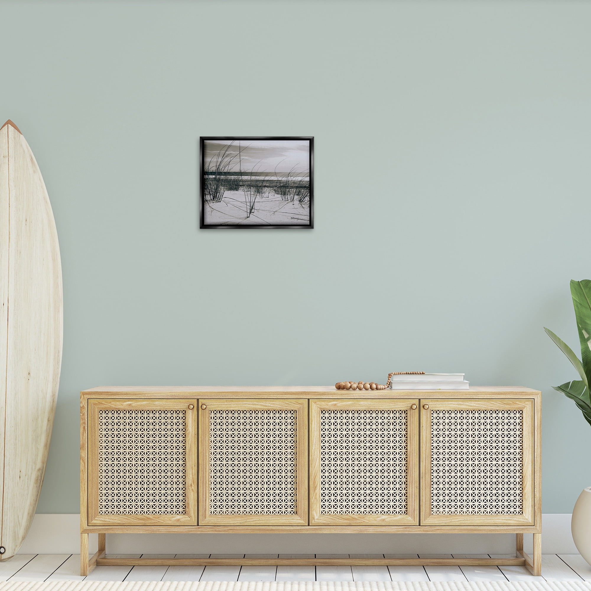 Stupell Industries Subtle Beach Reeds Landscape Photography Black Floater Framed Canvas Art Print Wall Art, 21 x 17