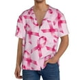 thumbnail image 3 of Vsdgher Breast Cancer Ribbons Awareness Print Men's Wrinkle Free Untucked Cuban Shirt Business Casual Button Down Shirts Short Sleeve Shirt, 3 of 7