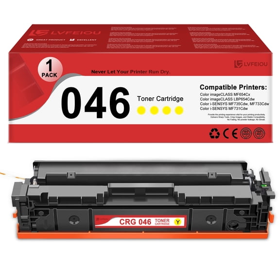 CRG-046 CRG 046 Toner Cartridge Compatible for Canon 046 CRG046 Toner Color i-SENSYS MF735Cdw MF731Cdw Color imageCLASS LBP654Cdw Printers (1 Yellow )