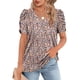 thumbnail image 1 of Blusa con cuello en V y mangas abullonadas, camiseta con cuello en V y mangas abullonadas para mujer, camiseta con cuello en V y mangas abullonadas, probada profesionalmente, 1 of 2
