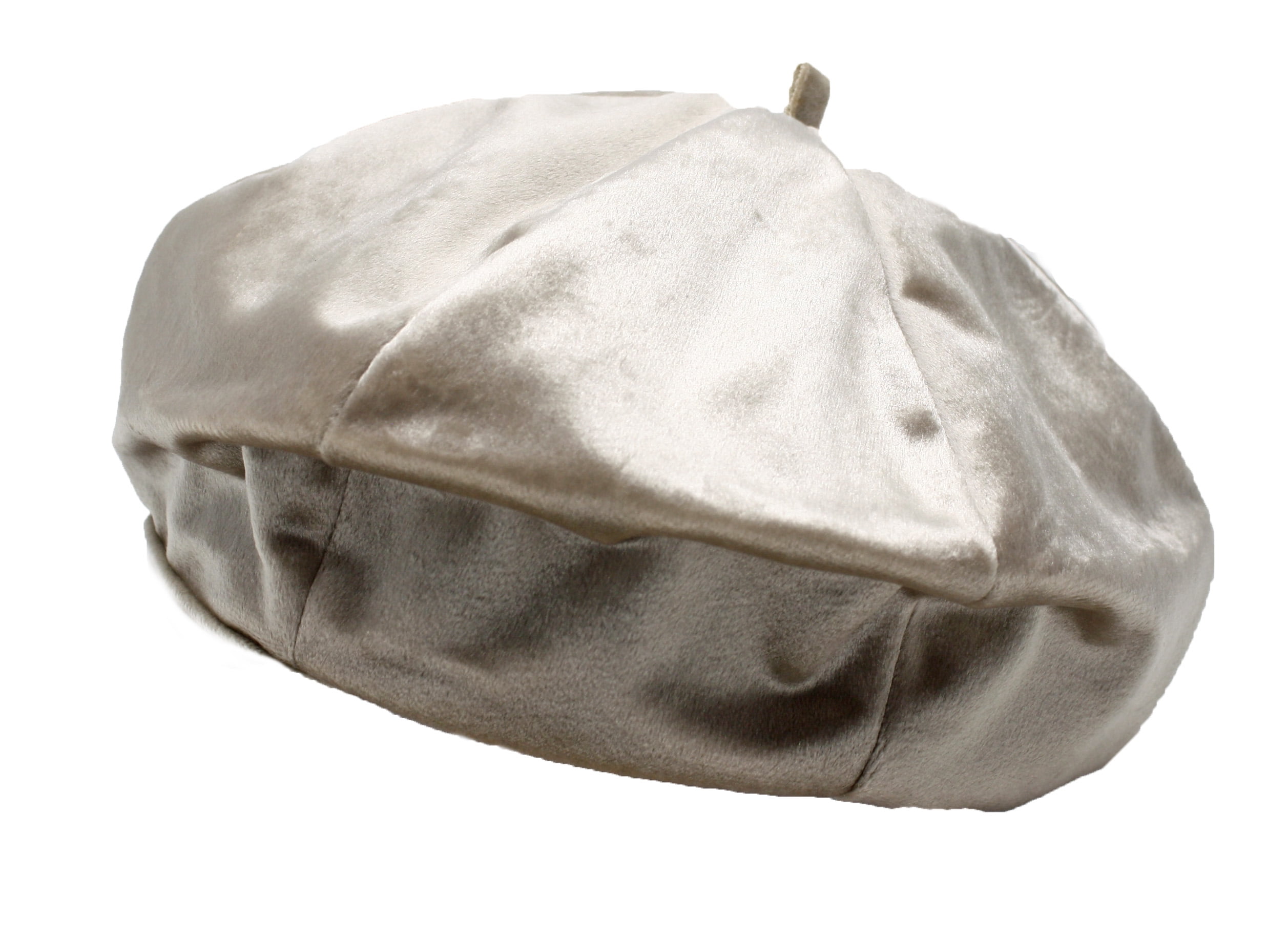 Beige Velvet Beret - Satiny Smooth - Classic Retro Style