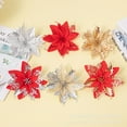 thumbnail image 4 of 10 Pack Christmas Poinsettia Ornaments, Artificial Flowers Decorations for Wreath Christmas Tree Xmas Holiday Decor, 4 of 7
