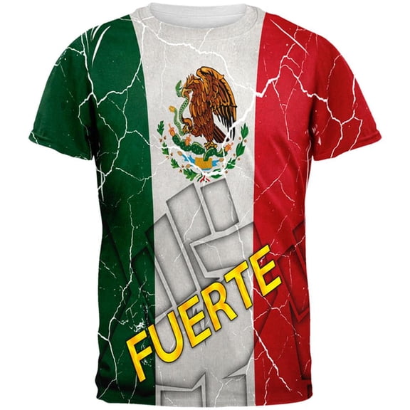 Cinco De Mayo Mexico Fuerte Strong Mexican Flag All Over Mens T Shirt Multi SM