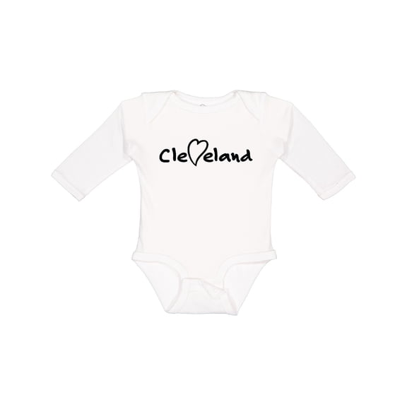 Inktastic Cleveland Heart Handwriting Black Boys or Girls Long Sleeve Baby Bodysuit