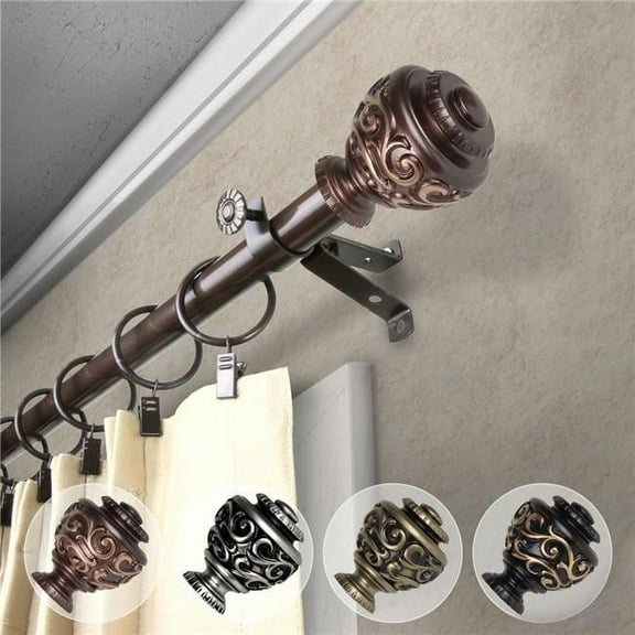 0.812 in. Dia. Harmony Curtain Rod, Cocoa - 18-28 in.