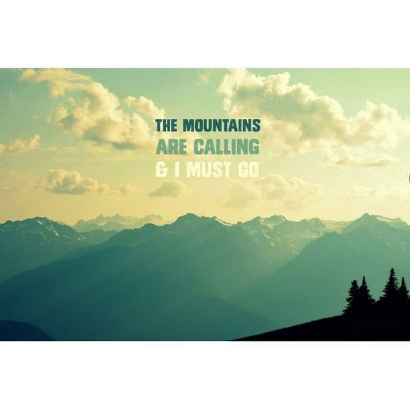 Marmont Hill "The Mountains Text" by Robert Dickinson Painting Print on Canvas