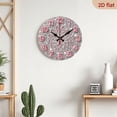 thumbnail image 5 of 2D Flat 1pc 10Inch Wooden Elegant Pink Diamond Design Pattern Wall Clock - 10 Inch Large Round Swiss Quartz Movement, Modern Minimalist Design with Hands Pink Number 12, Battery-operated, 5 of 7
