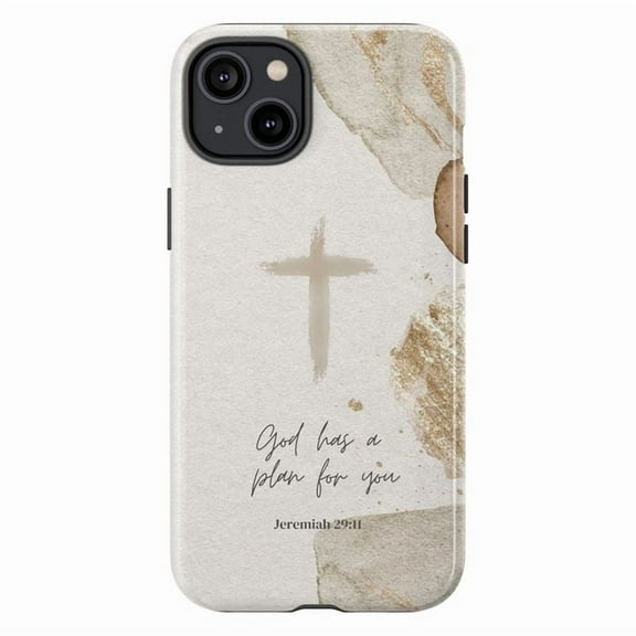 Jeremiah 29:11 Phone Case, Minimalist Christian Cross Watercolor God Has a Plan Cover for iPhone 17 16 15 14 13 12 11 Plus Pro Max Mini