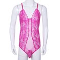 thumbnail image 5 of Lencería transparente para hombre, vestido cruzado, disfraz Gay, tirantes finos ajustables, encaje negro, bolsa Sissy, mono, ropa de dormir, 5 of 5