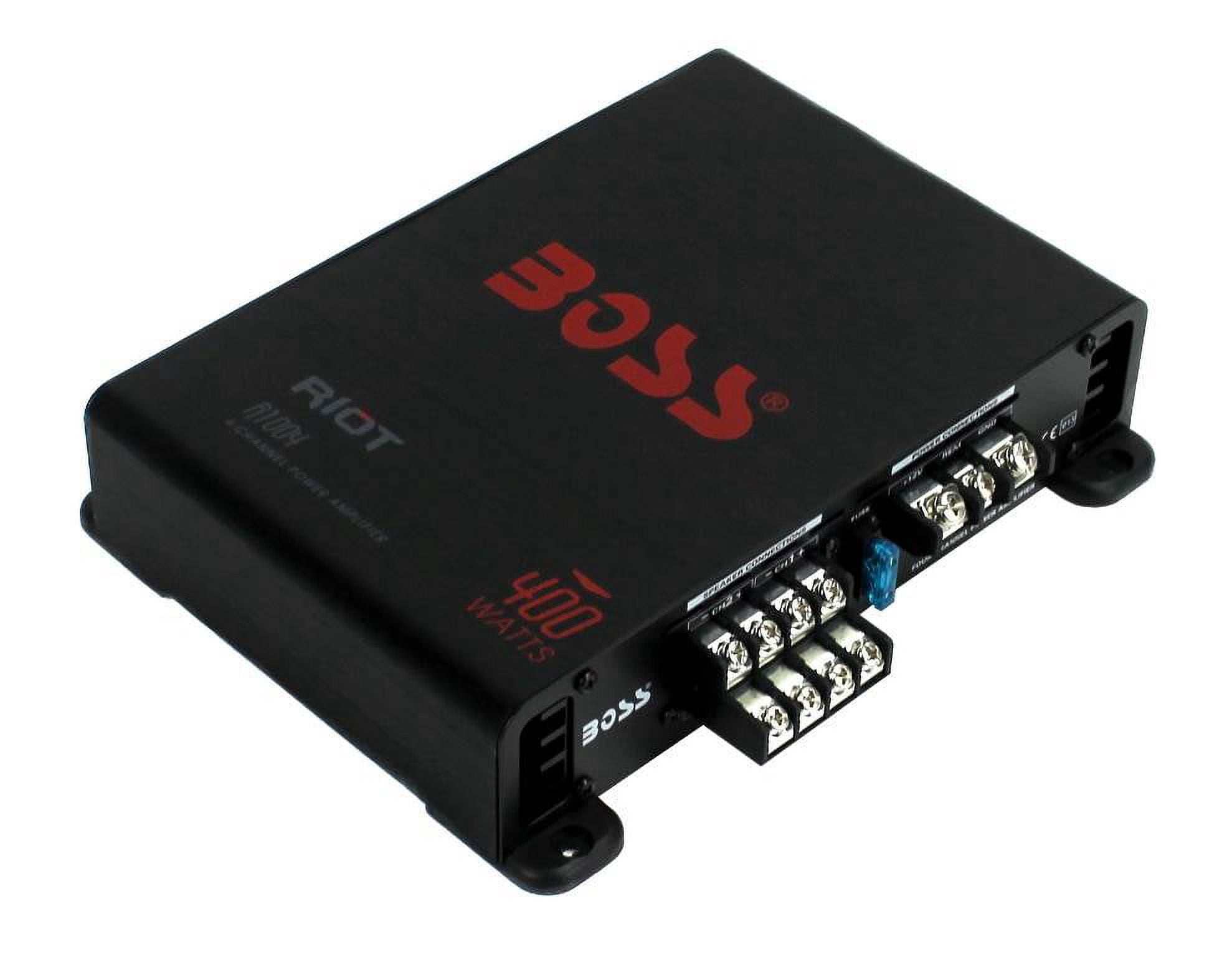 BOSS Audio R1004 Riot 400W 4 Channel Car Power Amplifier Mosfet w/ 8 Ga Amp Kit
