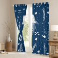 thumbnail image 3 of Manfei Sea Shark Curtains and Drapes Pack of 2 (52x63 Each), Cute Seashell Plant Black Out Curtains, Dark Blue, 3 of 6