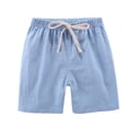 thumbnail image 5 of 2 Pack Kids Summer Solid Color Drawstring Sports Shorts Comfortable Imitation Cotton and Linen Casual Activewear for Boys and Girls Age 2-13 Lightweight and Breathable, 5 of 7