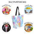 thumbnail image 7 of FORMRS Womens Canvas Tote Bag with Zipper Inner Pocket Shoulder Handbag, Watercolor Ice Cream Pattern, 7 of 7
