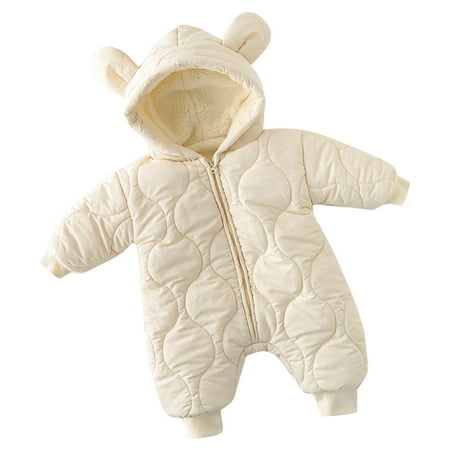 

Baby boy jacket Baby Baby Boy & Girl Bear Ears Hooded Cotton Suit Long Sleeve Thickened Padded Bodysuit Fragarn