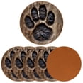 thumbnail image 2 of Paw Print 6PCS Microfiber Leather Round Coasters Set, 11x11 cm/4.3x4.3 in - Drink Coasters for Table, Stylish and Absorbent Cork Backing, Easy to Clean and Durable Mats for Home, 2 of 6