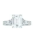 thumbnail image 4 of Rosec Jewels Moissanite Emerald Cut Engagement Ring 2 Ct - 7X9 mm - Celtic Knot Ring - D-VS1 Quality Certified, 10K White Gold, US 13.00, 4 of 9
