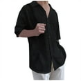 thumbnail image 2 of DPTALR Chemise Décontractée à Manches Courtes pour Hommes avec Col Rabattu et Boutons en Dentelle Patchwork, 2 of 6