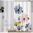 thumbnail image 3 of Unique Floral Colorful Shower Curtain for Bathroom Decor, Blue Pink Gray Daisy Flower Elegant Wildflower Design Farmhouse Stall Shower Curtains with Hooks Set, 36 X 72 Inches, 3 of 6