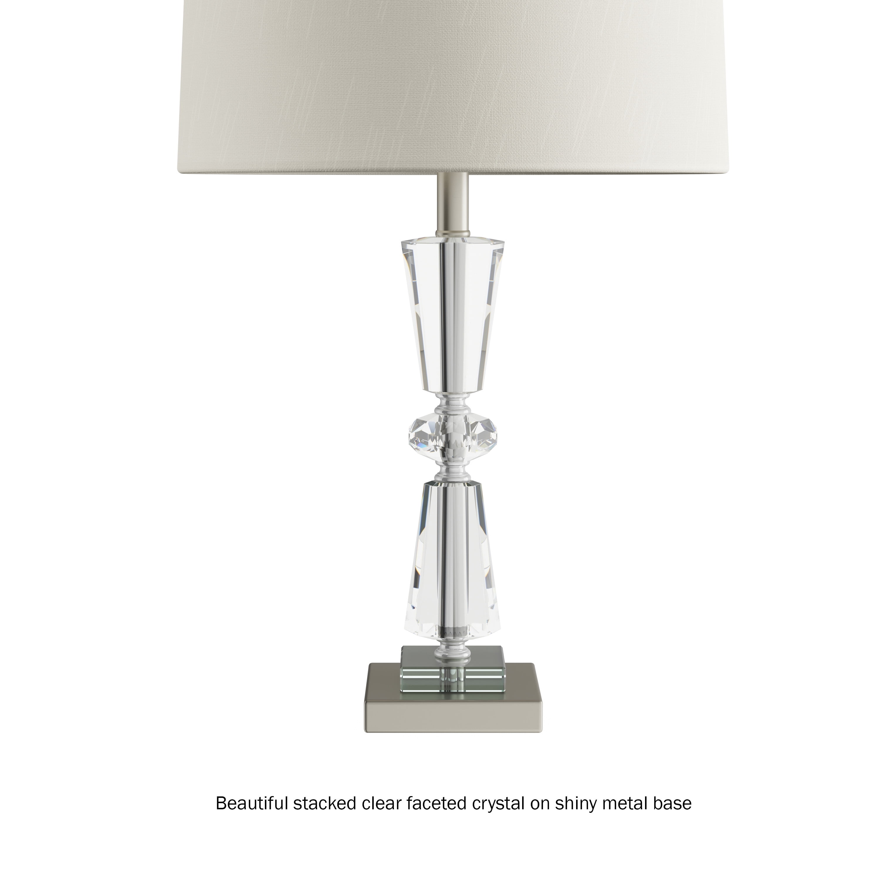 Lavish Home Crystal Double Tiered Lamps with Shades-Set of 3 Matching Table and Floor Lamps