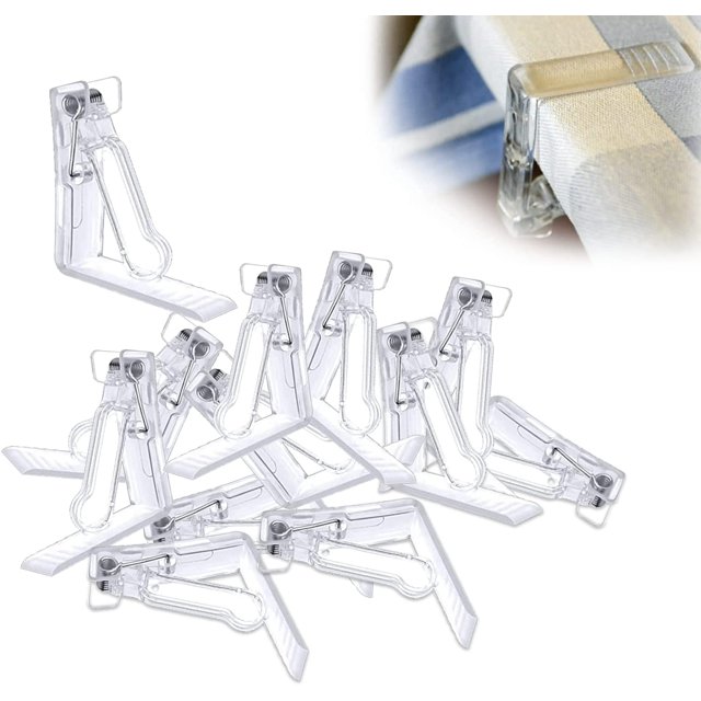 Pinces pour Nappe, 12 Pièces Pinces pour Nappe Transparente, Pinces pour Nappe Extérieure en Plastique, Pinces pour Nappe avec Pince à Ressort, Pinces pour Nappe Extérieure pour Pique-Nique de Restaurant de Cuisine