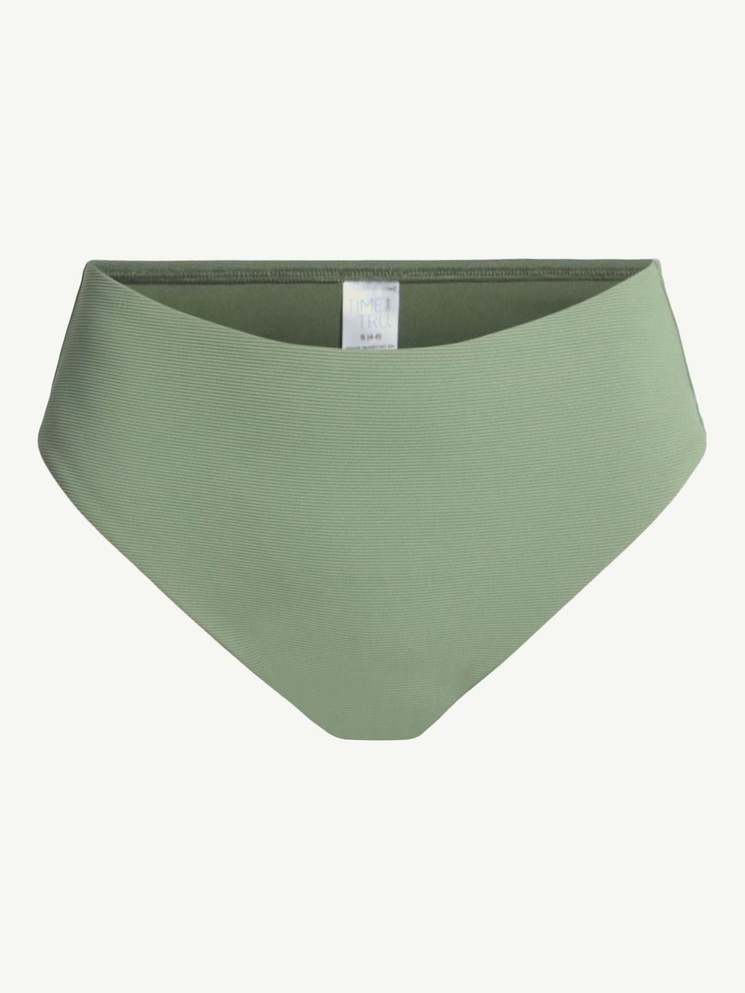 Time and Tru Women's and Women's Plus Size Ribbed Mid Rise Bikini Swim Bottoms, Sizes XS-3X