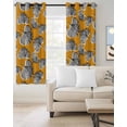 thumbnail image 2 of Grey Leaves Blackout Curtains, Light Blocking Print Window Curtains, Vintage Abstract Art Botanical Orange Thermal Insulated Window Drapes for Living Room Kitchen Cafe 2 Panels, 55"W x 39"L, 2 of 9