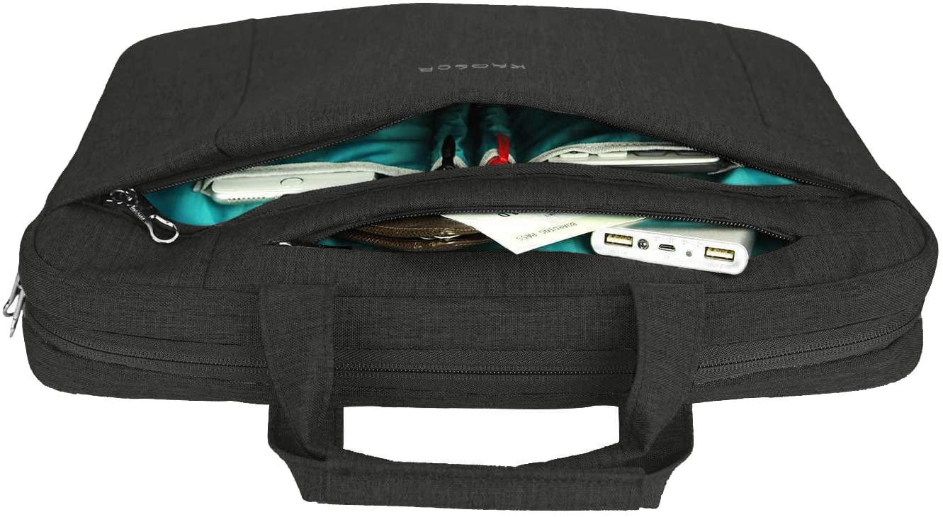 KROSER Unisex Adjustable Straps Foam Laptop Briefcase, 15.6", Black, 1-Piece