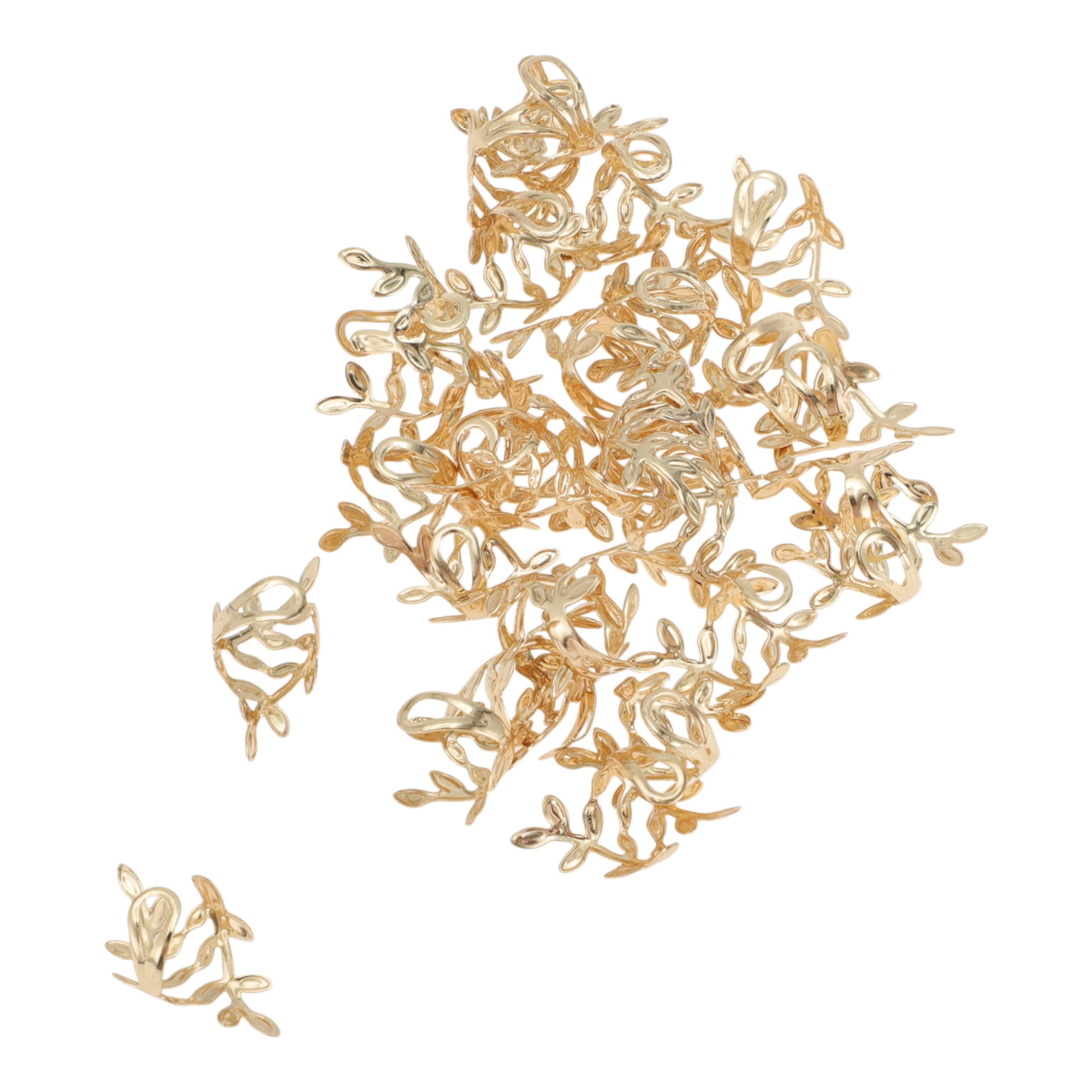 Unique Bargains Hollow Leaf Hair Cuffs Dreadlock 30 Pcs Gold Tone