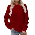 thumbnail image 5 of larppty Fall Fashion Crewneck Sweatshirt Long Sleeve Loose Fit Pullover Tops Drop Shoulder Sweatshirts for Women (Wine, XL), 5 of 6