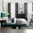 thumbnail image 2 of Contemporary Modern Urban Designer Bedroom King Size Platform Bed Frame, Fabric, Aqua Blue, 2 of 5