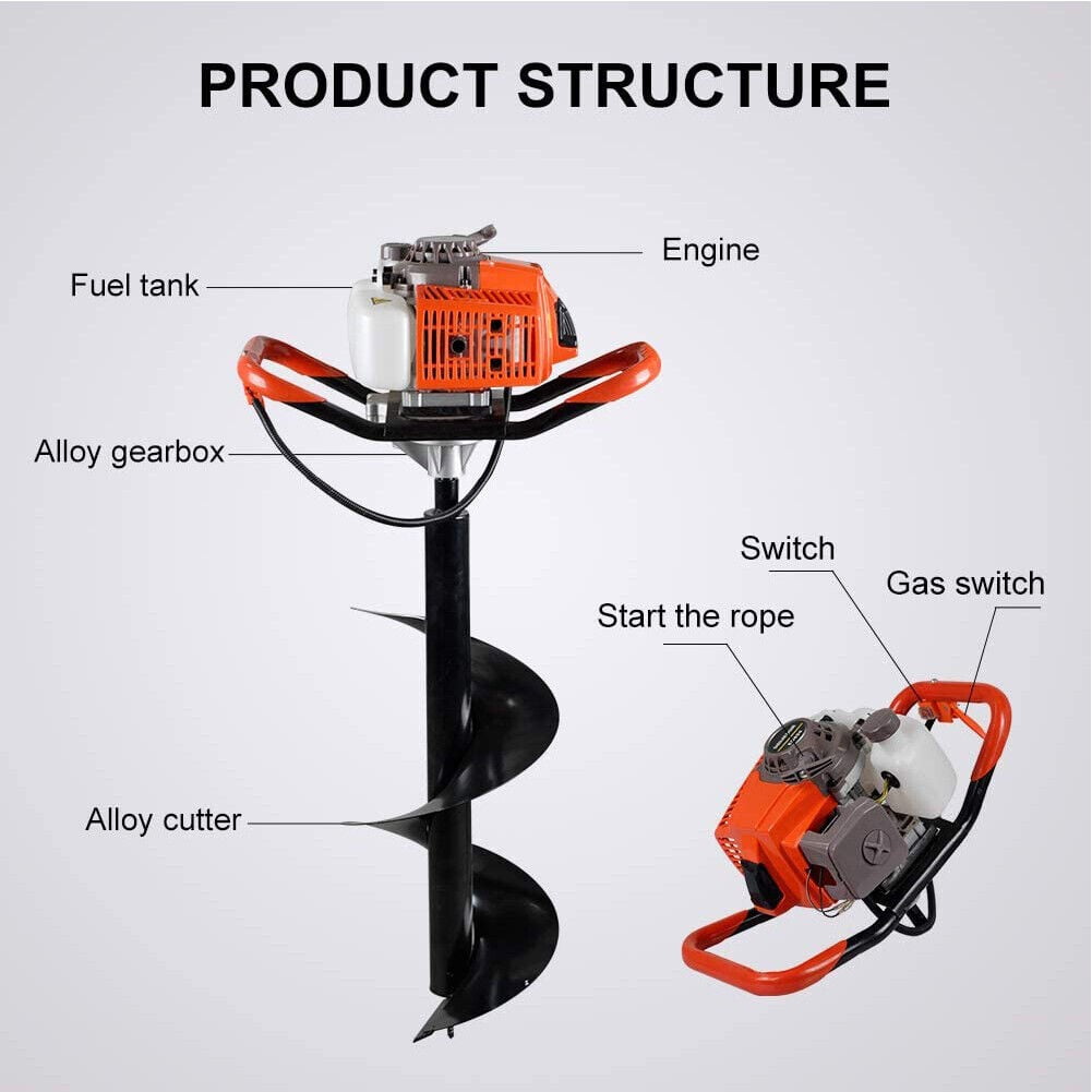 85CC 3KW Gas Powered Post Hole Digger W/ 4