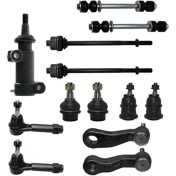 Detroit Axle - Front 13pc Suspension Kit for Silverado Sierra Yukon XL Avalanche Suburban 1500 Tahoe Escalade ESV EXT, Tie Rods Ball Joints Sway Bars Idler Arm Bracket Pitman Arm