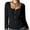 Black, variant on Square Neck Top for Women Fall Fashion Notch-Neck Front Button Decor Textured Long Sleeve Elegant Shirts