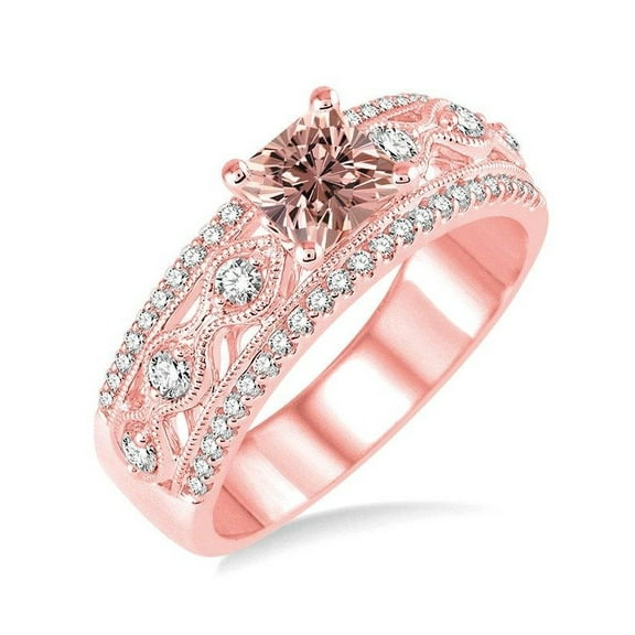 1.50 Carat Princess Morganite Diamond Engagement Ring for Women in 14k Rose Gold affordable morganite & diamond engagement ring
