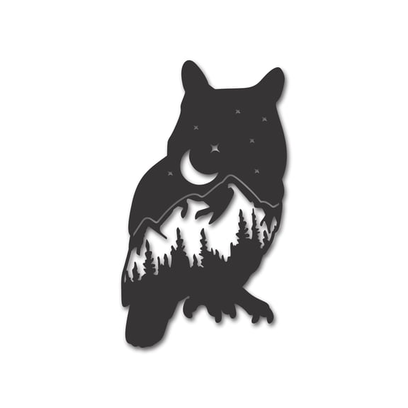 Metal Owl Mountain Landscape Wall Art 12