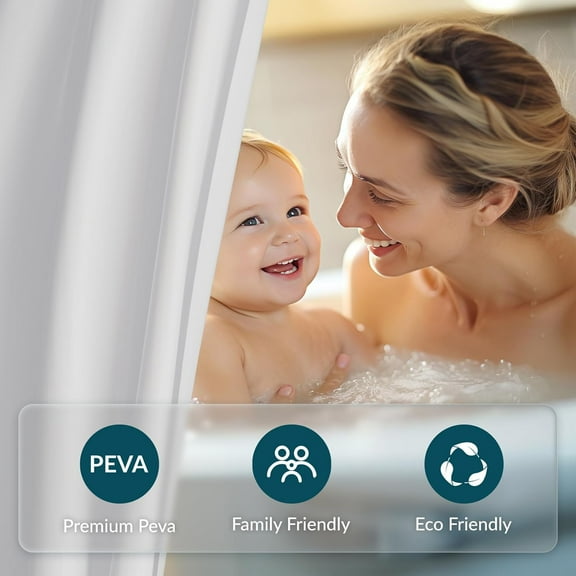 good fortune White Shower Curtain Liner 72 x 84 Extra Long Shower Liner Plastic Washable Shower Curtain Liner PEVA Shower Curtains for Bathroom with Magnets and Rustproof Metal Grommet Holes