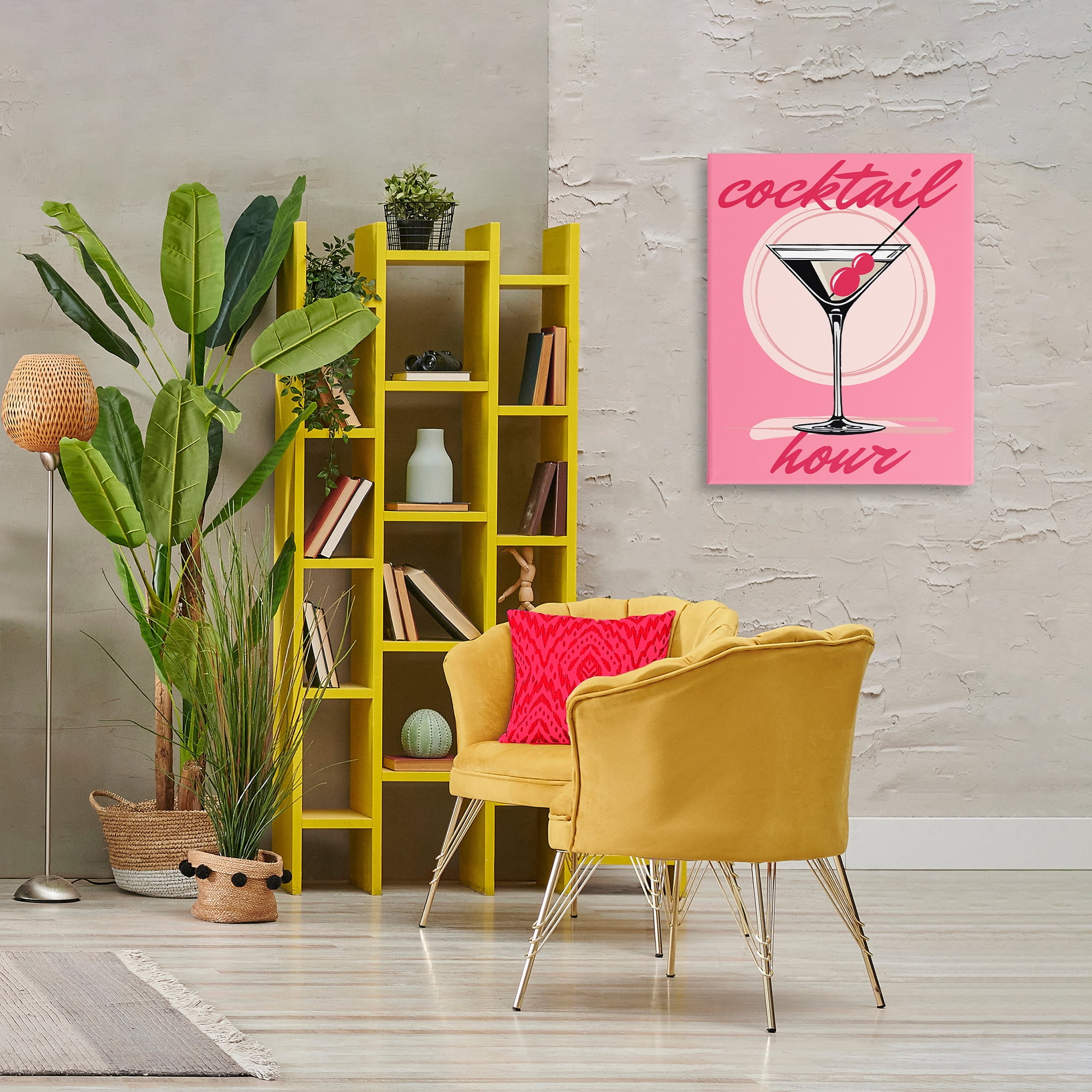 Stupell Industries Pink Cocktail Hour Food & Beverage Painting Wrapped Canvas Art Print Wall Art, 24 x 30