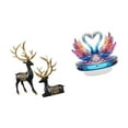 thumbnail image 6 of Dualoai Reindeer Elk Resin Swan Acrylic Sculpture Statue Collection Animal Figure Tabletop Centerpiece Cabinet Decoration Bookshelf Ornament Wedding Housewarming Valentine's Day, 6 of 8